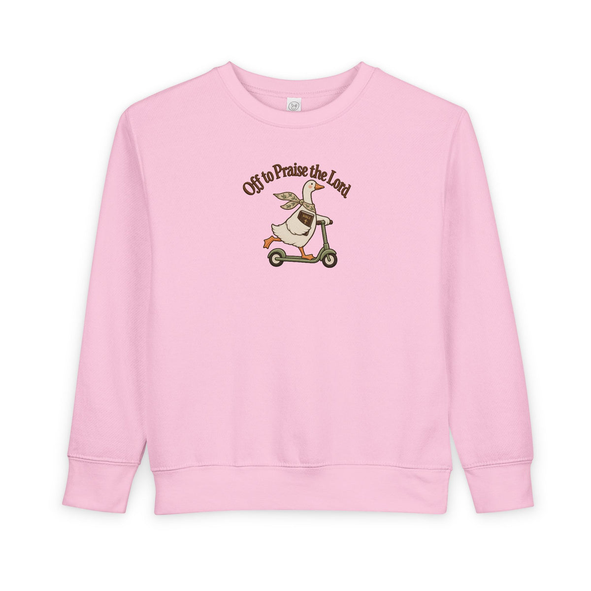Toddler Sweatshirt - "Off to Praise The Lord" Goose on Scooter Cute Kids Pullover