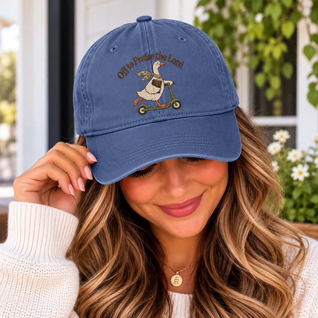 Scooter Goose Cap — "Off to Praise The Lord" Washed Hat