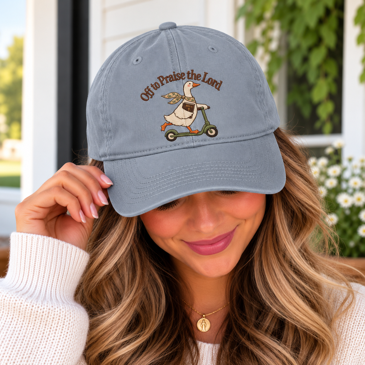 Scooter Goose Cap — "Off to Praise The Lord" Washed Hat