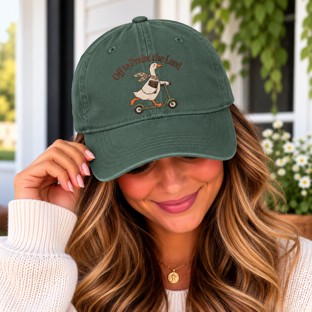 Scooter Goose Cap — "Off to Praise The Lord" Washed Hat