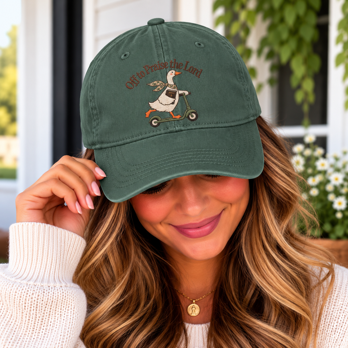 Scooter Goose Cap — "Off to Praise The Lord" Washed Hat