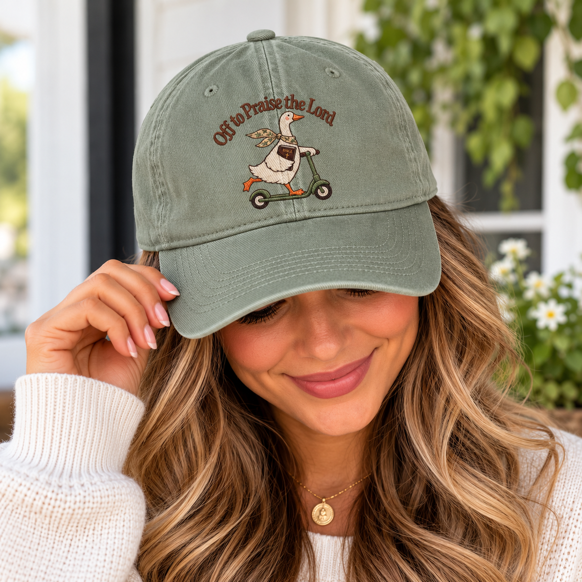 Scooter Goose Cap — "Off to Praise The Lord" Washed Hat