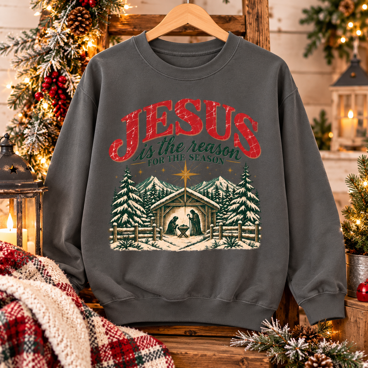 Jesus Christmas Cabin Sweatshirt